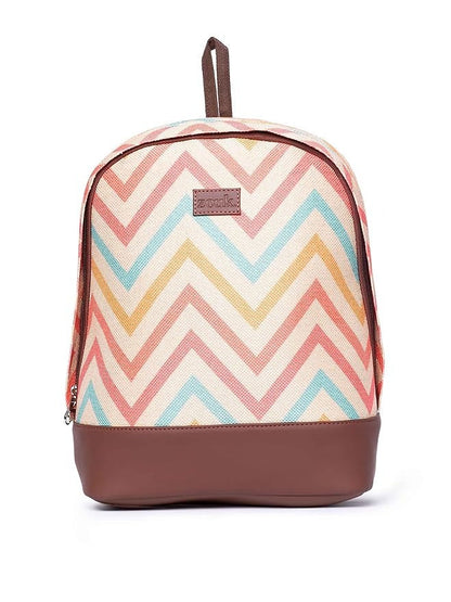 Zouk Printed Women's Jute Handcrafted Vegan Leather Multicolor Daypack/Backpack
