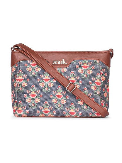 Zouk Harmony Sling Bag Crossbody Bags for Women Vegan Leather & Jute