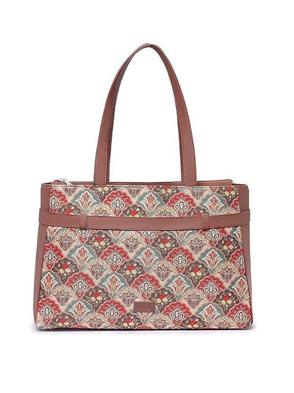 Zouk Women's Jute Handcrafted Vegan Leather Statement Office Shoulder Bag