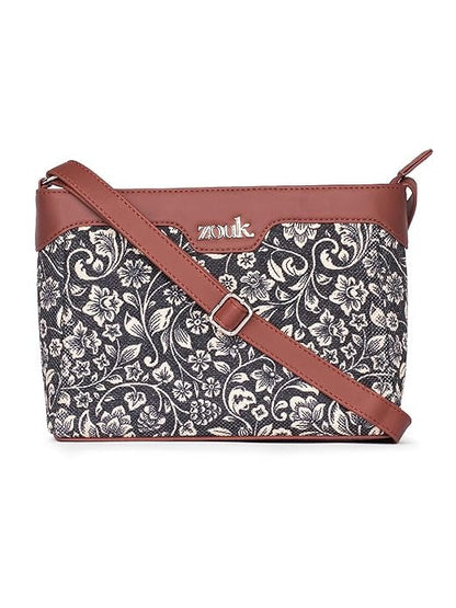 Zouk Harmony Sling Bag Crossbody Bags for Women Vegan Leather & Jute