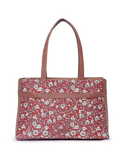 Zouk Women's Jute Handcrafted Vegan Leather Statement Office Shoulder Bag