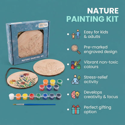 Hobby India Diy Floral Pine-wood Nature Kits for Art & Crafts Painting Kit for Adults | Hanging Decorations