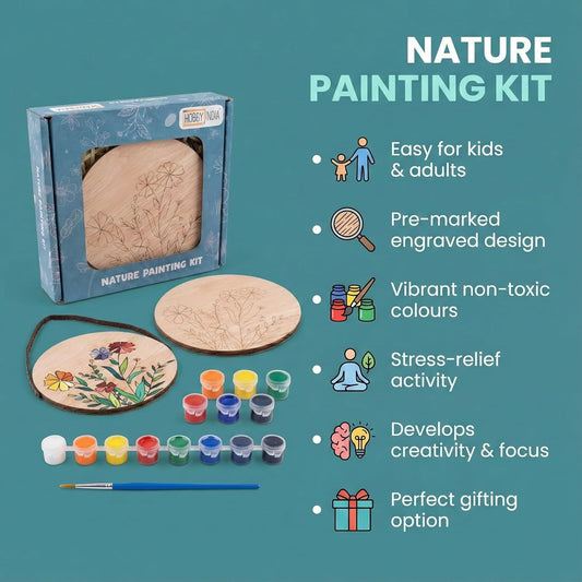 Hobby India Diy Floral Pine-wood Nature Kits for Art & Crafts Painting Kit for Adults | Hanging Decorations