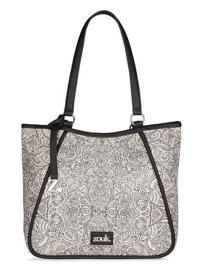 Zouk Naisha Tote Jute & Leather Handbag for Women