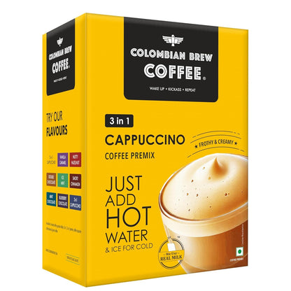 Colombian Brew 3 in 1 Cappuccino Café Latte, Instant Coffee Powder Premix 8 Sachets