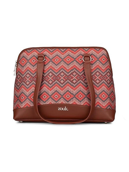 Zouk Carry All Work Bag Jute & Vegan Leather Handcrafted Women's Shoulder Bag