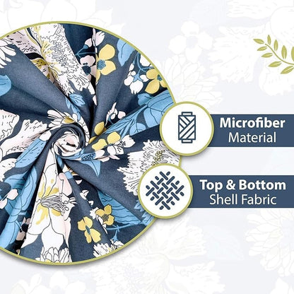 Divine Casa 120 GSM Microfiber Single Dohar Soft & Lightweight Revesible Blanket Cozy & Breathable Floral Pattern Colour Celestial Gray Blue