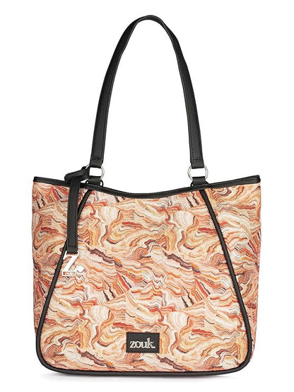 Zouk Naisha Tote Jute & Leather Handbag for Women