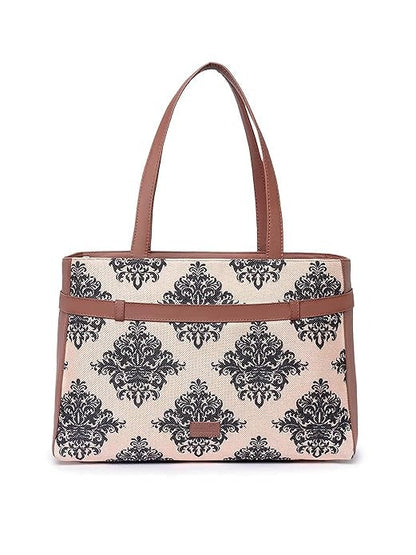 Zouk Women's Jute Handcrafted Vegan Leather Statement Office Shoulder Bag