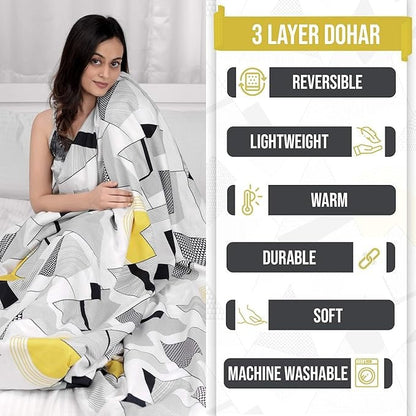 Divine Casa 120 GSM Microfibre Blanket Single Bed Lightweight Sofa Throw Blanket for Winter Dohar Colour Black and WhiteTC - 120