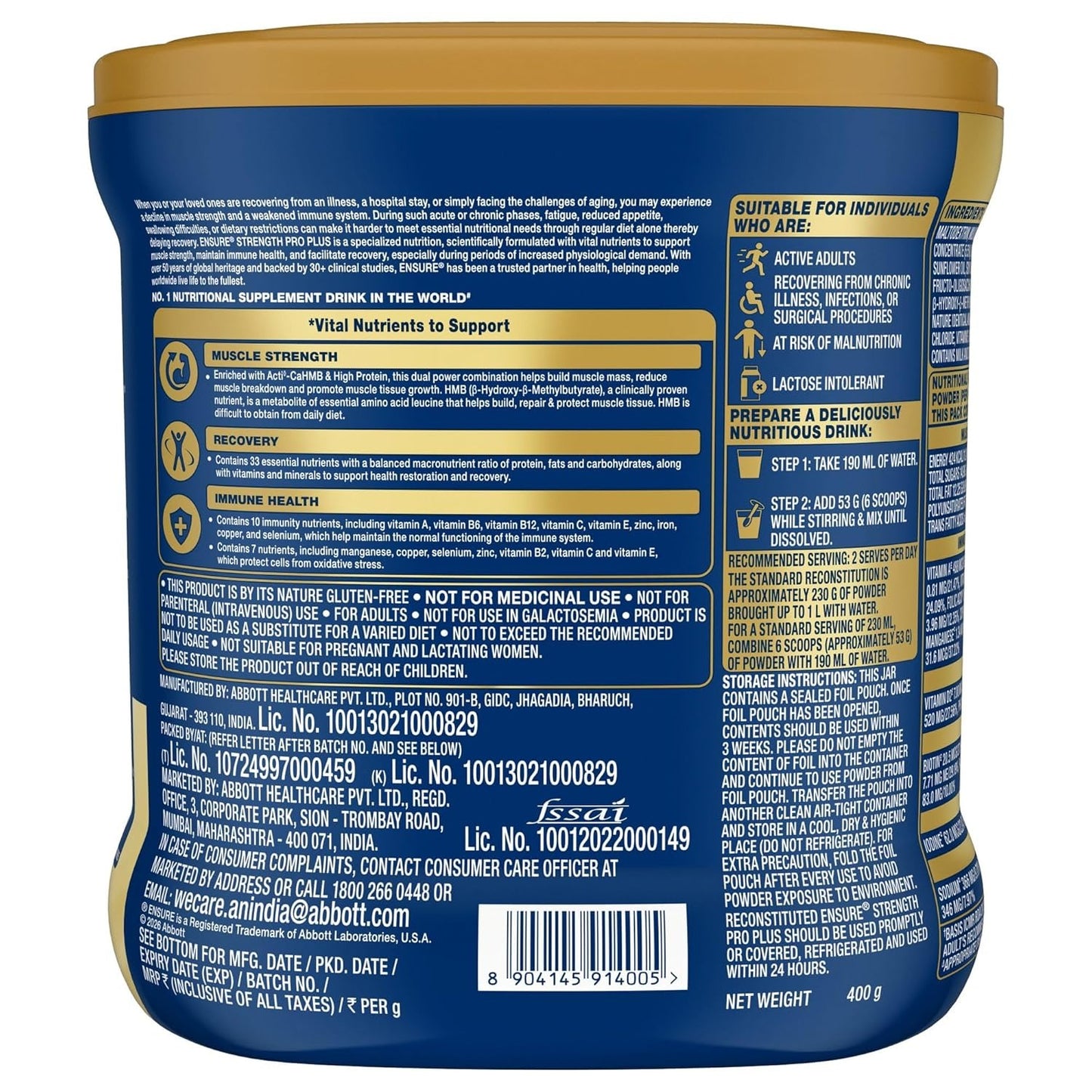 Ensure Strength Pro Plus Vanilla Jar - 400 gms