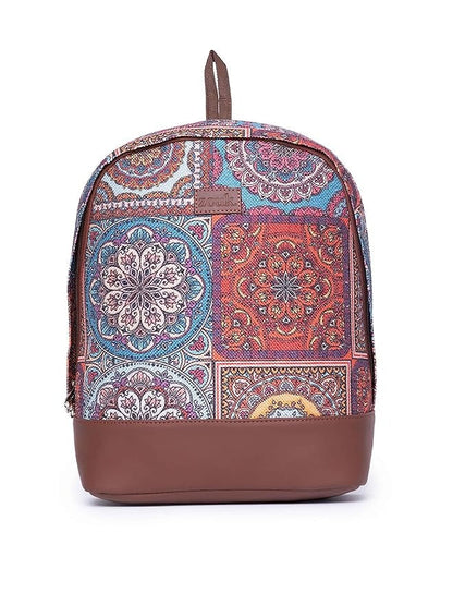 Zouk Printed Women's Jute Handcrafted Vegan Leather Multicolor Daypack/Backpack