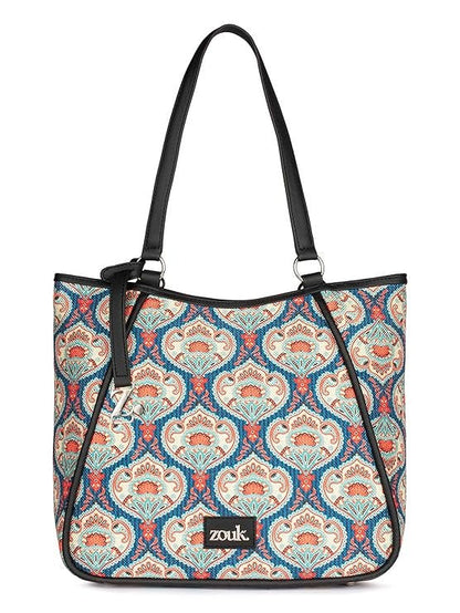 Zouk Naisha Tote Jute & Leather Handbag for Women