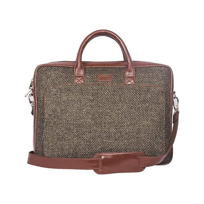 Zouk Laptop Bag for Women Ideal Jute & Vegan Leather Office Bags for Ladies