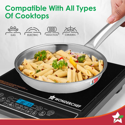 Wonderchef Venice Triply Stainless Steel 3 Pcs Cookware Set (Fry Pan 20cm + Kadhai 24cm)