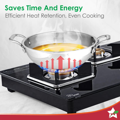 Wonderchef Venice Triply Stainless Steel 3 Pcs Cookware Set (Fry Pan 20cm + Kadhai 24cm)