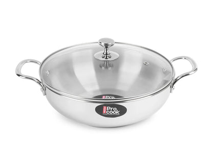 Milton ProCook Stainless Steel Kadhai with Glass Lid