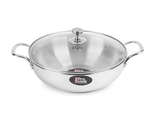 Milton ProCook Stainless Steel Kadhai with Glass Lid