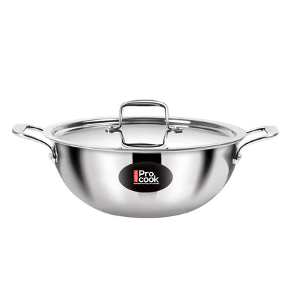 Milton ProCook Triply Stainless Steel Kadhai with Lid