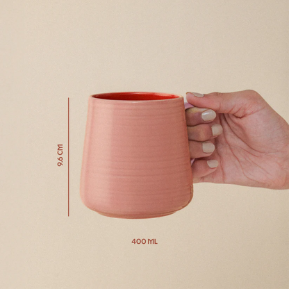 Borosil Porcelia Bello Mug Peach Set of 2 (400ml×2)