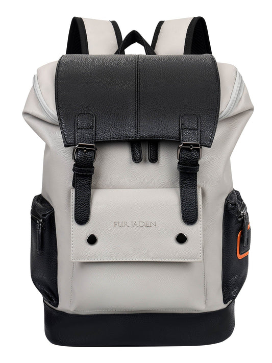 FUR JADEN Vegan Leather Anti Theft Casual Laptop Backpack with 15.6 Inch Laptop Pocket