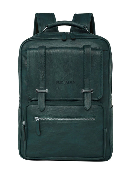 FUR JADEN Vegan Leather Stylish 15.6 Inch Laptop Backpack Travel Weekender Bag For Men Women