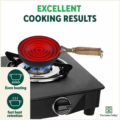 The Indus Valley Iron Tadka Pan with Wood Handle