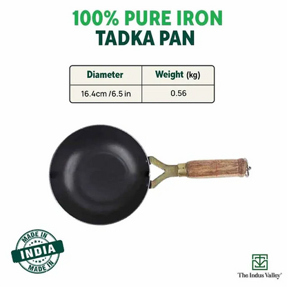 The Indus Valley Iron Tadka Pan with Wood Handle