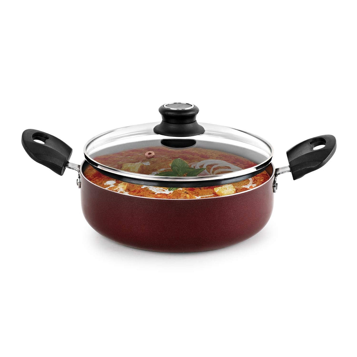 Cello Prima Non Stick Sauce/Milk Pan Combo, 4Pcs, Cherry, Aluminium, Red
