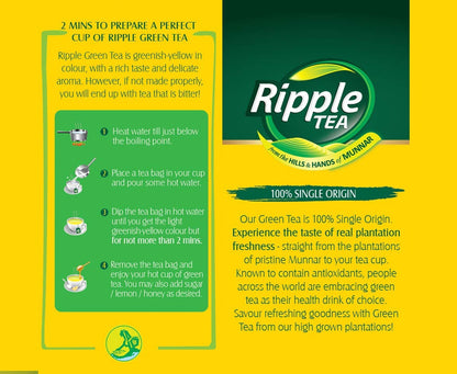 Ripple Green Tea Bags - 100 Tea Bags (1.3gm Each)