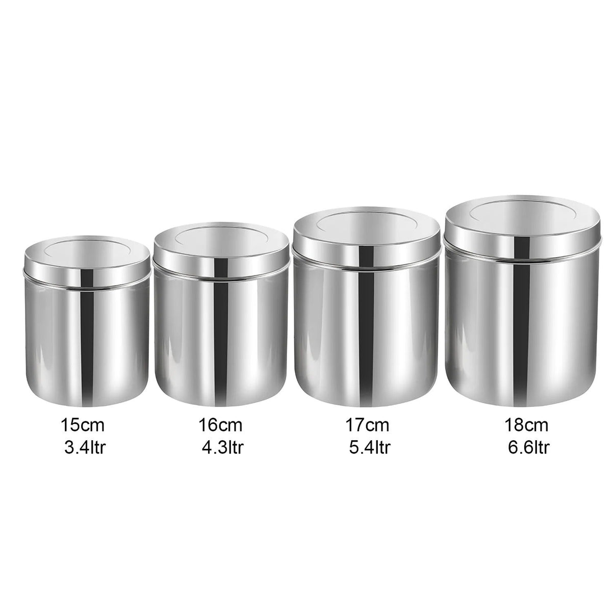 Kraft Deep Stainless Steel Kitchen Storage Dabba Set of 4 – 10 cm x 14 cm