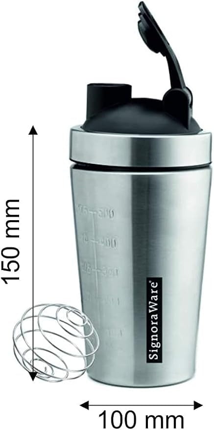 SIGNORA WARE Stainless Steel Shaker, 750ml, Silver, Leakproof, Compact for Protein Shakes & Pre-Workout