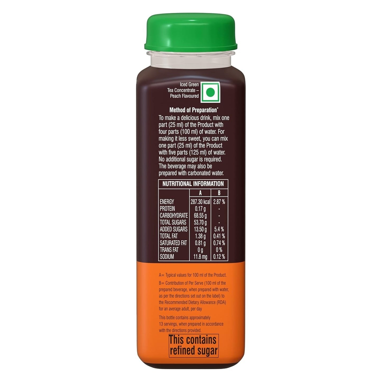 Ripple Green Ice Tea Peach Flavoured Liquid Concentrate - 250ml