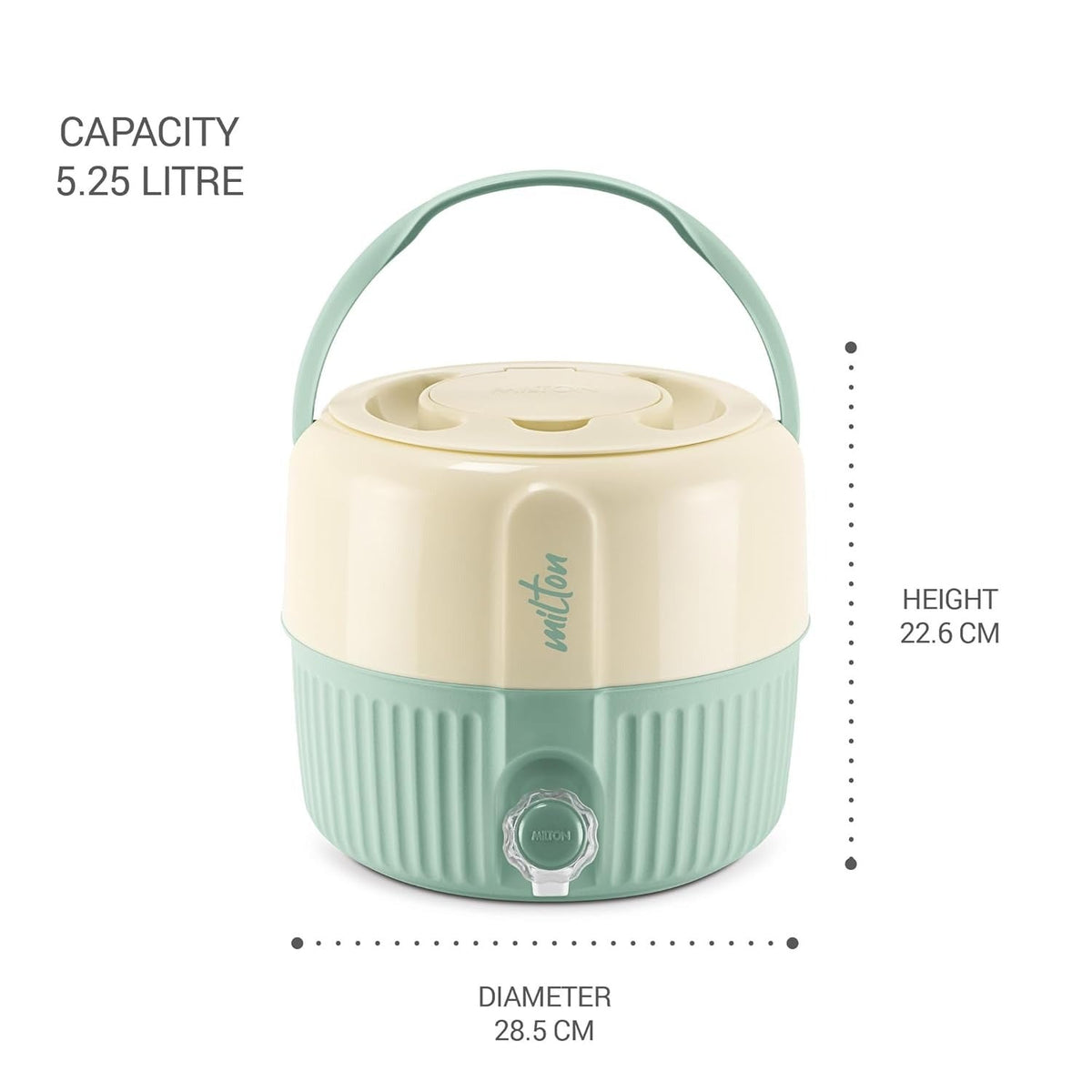 Milton Kool Pristine 7 Insulated Plastic Water Jug, 5.25 litres, Light Green
