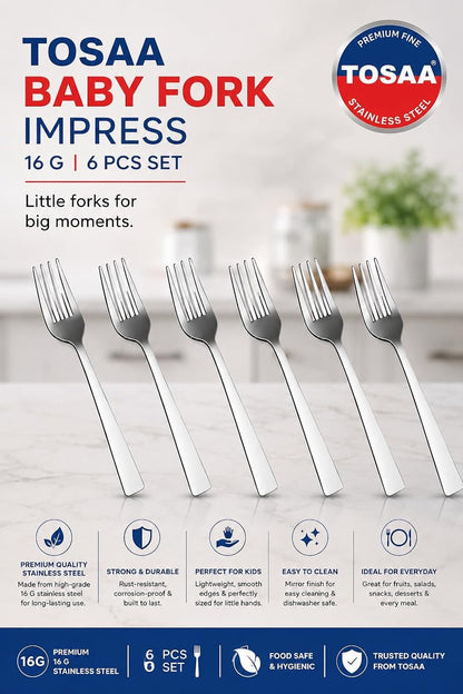 Tosaa Baby Fork Impress 16G Pack of 6 Stainless Steel