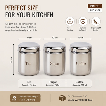 Kraft Prime Stainless Steel Canister Set 3 Pc