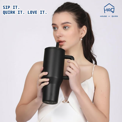 House of Quirk 1200ML Tumbler with Handle - Black