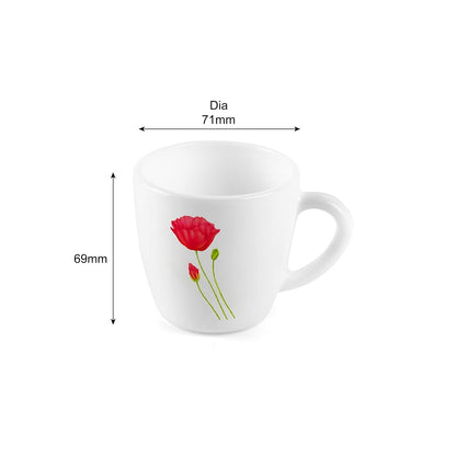 CELLO Ricca Mug 6 Pcs Set | Cups for Tea, Coffee, Espresso - 100ml