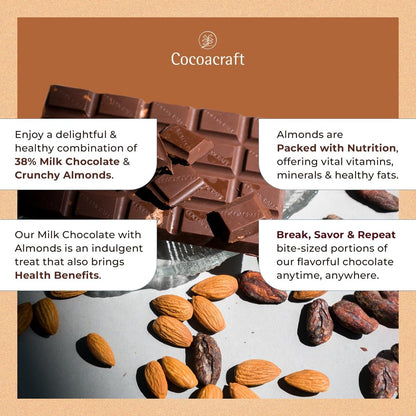 Cocoacraft 38% Milk Chocolate Bar with Almonds - 80g