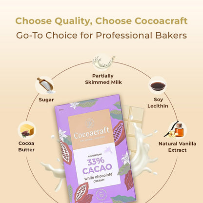 Cocoacraft 33% White Chocolate Couverture White Chocolate Baking Bar