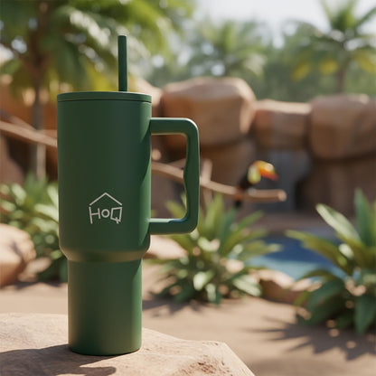 House of Quirk 1200ML Stainless Steel Tumbler with Handle - Hunter Green