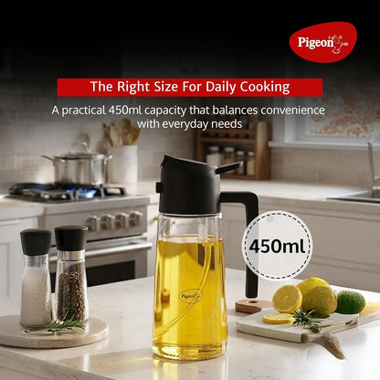 Pigeon Glass Oil Sprayer and Dispenser Bottle for Cooking, 450 ml Capacity, Black