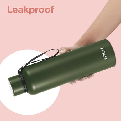 Milton Aura 1000 Thermosteel Water Bottle, 24 Hr Hot and Cold - Military Green