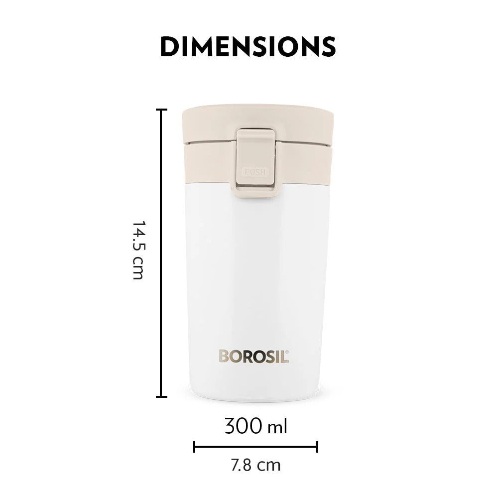 Borosil CoffeeMate Insulated Mug White 300ml Double Wall