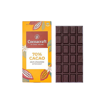 Cocoacraft 70% Bitter Sweet Chocolate Bar  - 80g