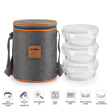 Cello Royale Glass Lunch Box Set of 3