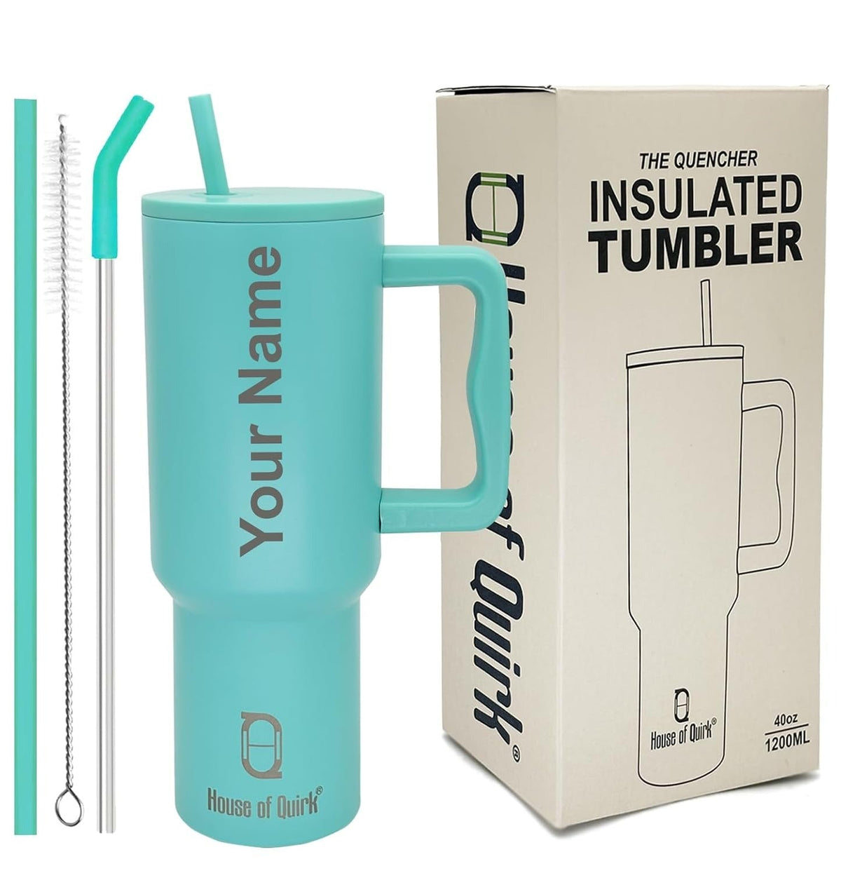 House of Quirk 1200ML Custom Name Tumbler – Terquoise