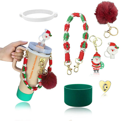 House of Quirk 6 Accessories Set Silicone Straw Cover, Cup Boot, Handle Chain, Handle Strap, Sticker 40oz & 30oz Tumbler