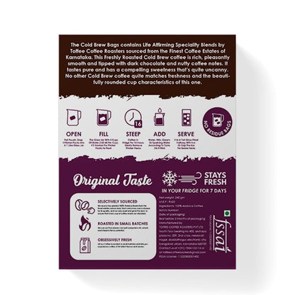 Toffee Coffee Roasters Cold Brew Dark Chocolate and Nutty Roasted Coffee Bags