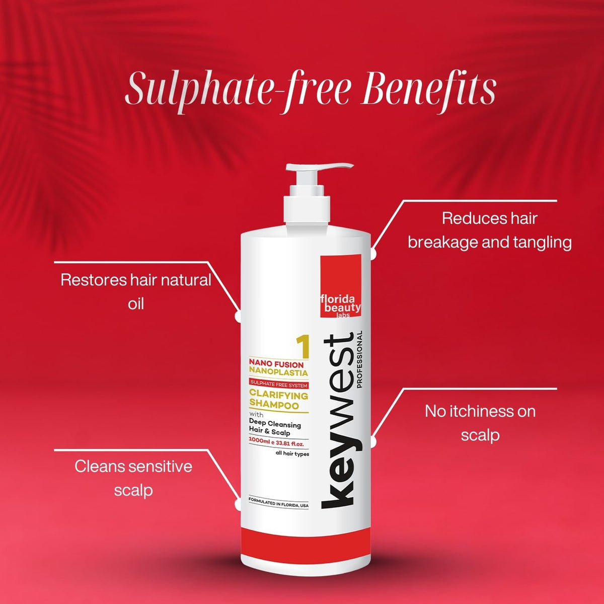 Keywest Professional Nanoplastia Sulfate Free Clarifying Shampoo - 1000ml